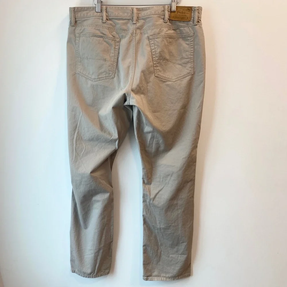 Polo Ralph Lauren Pants Mens 38x32 Tan Varick Slim Straight Khaki Chino Dungaree